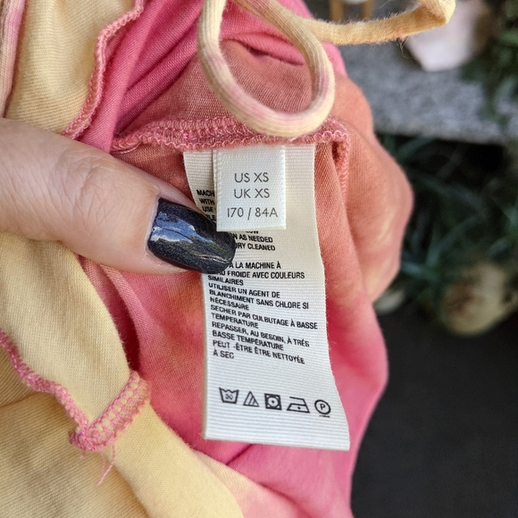 Free People XS Tie Dye Long Sleeve Top Asymmetrical Drawstring Tee - Picture 13 of 14